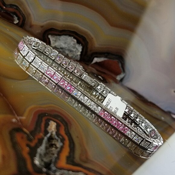 CRISLU Sterling Princess Cut CZ Tennis Bracelet - Picture 1 of 5